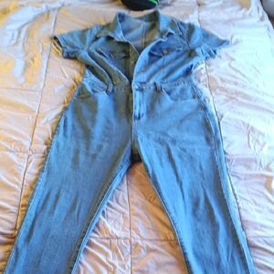 SHEIN Classic Blue Denim Jumpsuit
